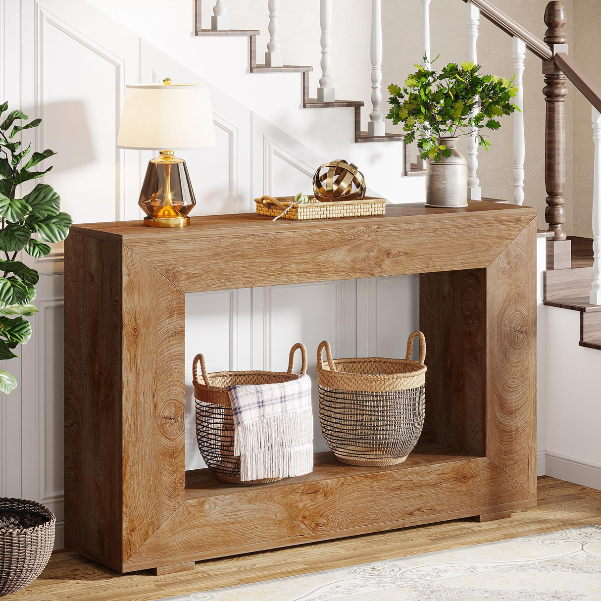 Tribesigns Farmhouse Console Table, 47 Inches Entryway Console Table with Storage, Industrial Hallway Accent Table for Living Room, Entrance Tribesigns