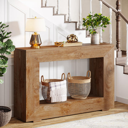 Tribesigns Farmhouse Console Table, 47 Inches Entryway Console Table with Storage, Industrial Hallway Accent Table for Living Room, Entrance - WoodArtSupply