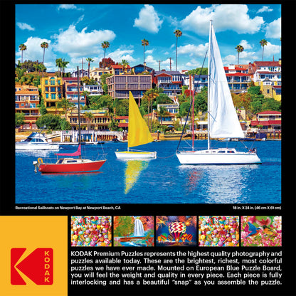 RoseArt - Kodak Premium - Recreational Sailboats on Newport Bay, Newport Beach, CA - 350XL Piece Jigsaw Puzzle for Adults