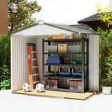 Outsunny 7' x 4' Outdoor Storage Shed, Garden Tool Metal Shed with Foundation Kit, Double Lockable Door, Air Vents and Sloping Roof, for Backyard, Patio, Lawn, White Outsunny