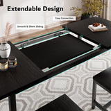 iPormis 7-Piece Dining Table Set with 6 Stools, 63" Extendable Kitchen Table Set for 4-8, Modern Dining Room Table with Sturdy Metal Frame, Space-Saving Dinette, Black iPormis