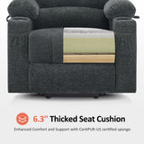 MCombo Power Lift Recliner Chair for Elderly, Lift Chair with Heat and Massage, USB &Type C Ports, Cup Holders, Fabric 7095 (Medium, Dark Grey) MCombo