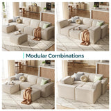 LINSY HOME Oversized Deep Modular Sectional Sofa, Cloud Couch L Shaped 3-Seat Sofa with Ottoman, Corduroy Sectional Couches for Living Room, No Assembly Required, Green LINSY HOME