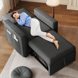 YITAHOME Convertible Sofa Chair Bed, 3-in-1 Sleeper Sofa with Pull-Out Bed, Linen Fabric Single Sleeper Chair with Reclining Backrest and Wide Armrest, Modern Lounge Chair for Small Space, Grey YITAHOME
