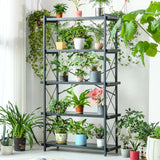 HCHQHS Bookshelf, 5-Tier Industrial Bookcase, Black Open Book Shelf, Freestanding Tall Bookshelves with Metal Frame HCHQHS