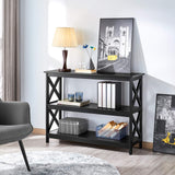 Yaheetech Television Stands & Entertainment Centers with 3 Tier Storage Shelf TV Stand for Living Room, Black Yaheetech