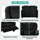 Naomi Home Suri Kids Recliner Loveseat with Cup Holders & Footrests, Black Chenille - Cozy 2-Seater Lounge for Children Naomi Home
