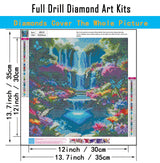 Landscape Scenery Diamond Art Kits for Adults Beginners, 5D DIY Full Round Drill Diamond Painting Kits Waterfall, Paint by Diamonds Dot Gem Art Crystal Flower Easy,Home Wall Decor 13.7X13.7Inch CHWGLFGG