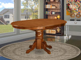 East West Furniture AVT-SBR-TP Avon Kitchen Dining Table - an Oval Wooden Table Top with Butterfly Leaf & Pedestal Base, 42x60 Inch, Saddle Brown East West Furniture