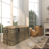 Deco 79 Metal Room Storage Bench Galvanized Entryway Bench with Cream Burlap Top and Black Latches, Bench 38" x 16" x 19", Gray Deco 79
