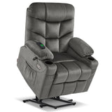 MCombo Power Lift Recliner Chair with Extended Footrest, 2 Cup Holders, USB Ports for Elderly People, Fabric 7286 (Grey) MCombo