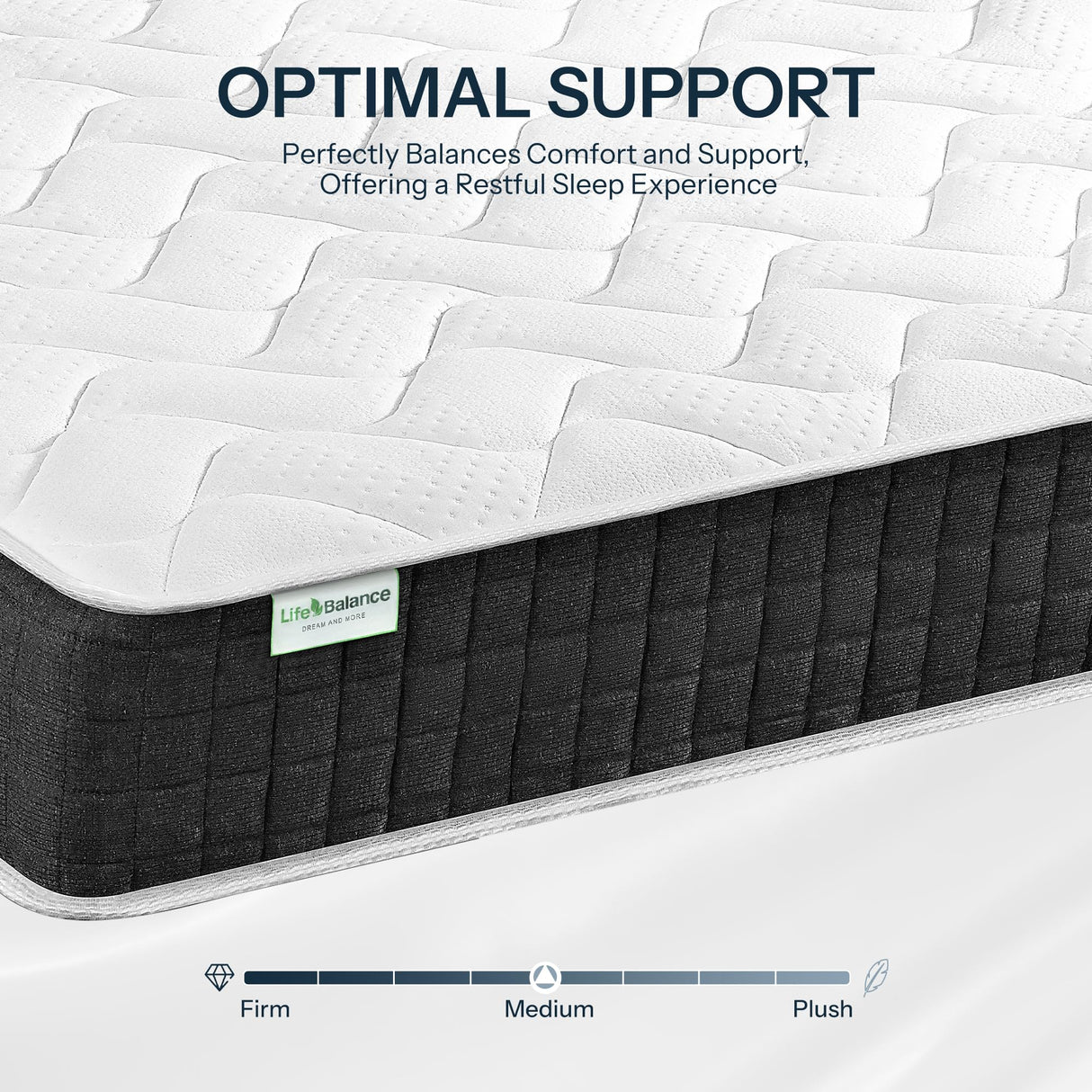 Hybrid Queen Mattress 10 Inch – Pressure Relief Made in USA Queen Bed Mattress in a Box with Pocketed Coils, Reinforced Edge Support, Medium Feel, CertiPUR-US Certified, Bed in a Box, CE-10-Q Life Balance