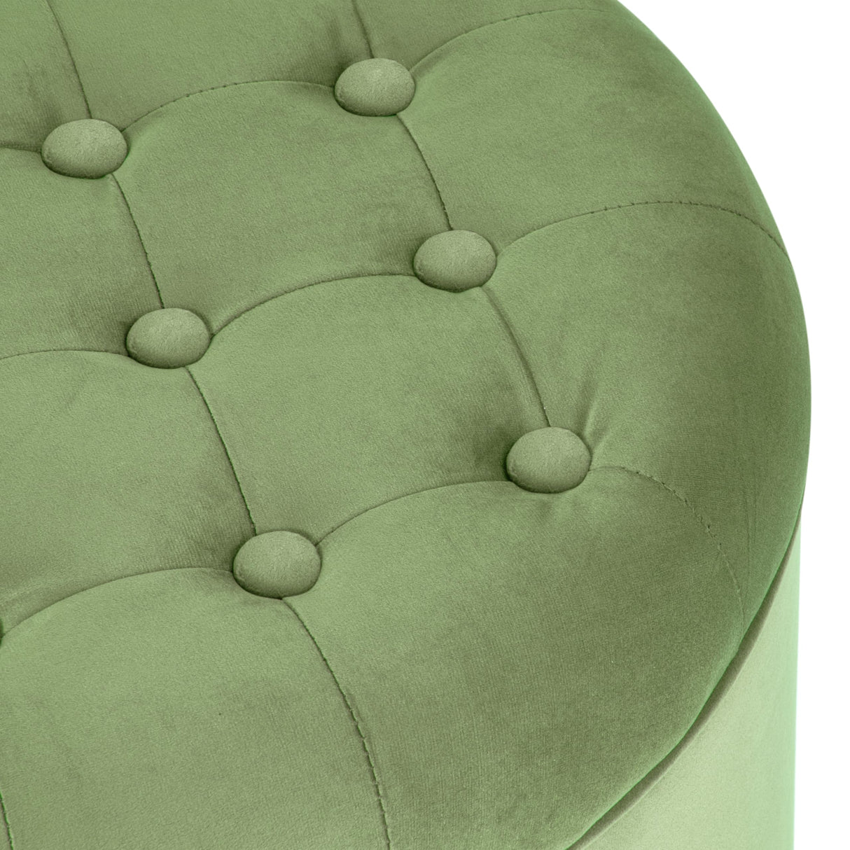 Homepop Home Decor | Upholstered Round Velvet Tufted Foot Rest Ottoman | Ottoman with Storage for Living Room & Bedroom | Decorative Home Furniture, Green HomePop