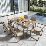 NATURAL EXPRESSIONS 7 Pieces Patio Dining Set Outdoor Furniture,70’’ Dining Table and 6 Sling Chairs with 1.65'' Umbrella Hole for Backyard Garden Poolside Porch NATURAL EXPRESSIONS