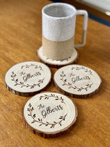 Custom Name Engraved Wood Coaster Set - Set of 4 - Perfect Valentine's Day, Wedding, Engagement, Anniversary, or Christmas Present Generic