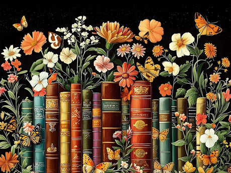 mrpwnle Book Diamond Art Kits for Adults, Vintage Book Flowers Diamond Painting for Adult, 5D Diamonds Painting, DIY Round Full Drill Gem Art Crafts Kit Home Wall Decor Gifts 16x12 inch mrpwnle