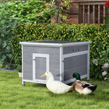 PawHut Duck Coop, Wooden Chicken House Rabbit Hutch with Openable Roof, Removable Floor, Double Doors, Ramp, Duck House for 3-6 Chickens, Geese, 30" x 38" x 30" PawHut