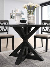 Roundhill Furniture Windvale Cross-Buck Wood 5-Piece Dining Set in Black Roundhill Furniture