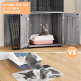 IDEALHOUSE Modern Cat Litter Box Enclosure with Platform, Double Layer Hidden Litter Box, Indoor Washroom, Villa Cat House with Ladder, 33.5" l x 17.9" w x 41.9" h,Dark Grey IDEALHOUSE
