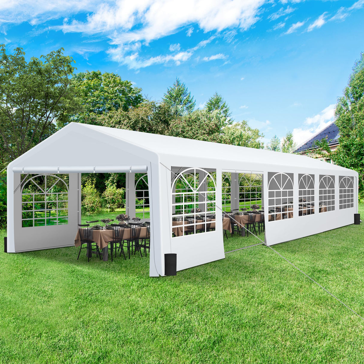 Outdoor Heavy Duty Party Tent Large Canopy Wedding Event Shelter Carport with Removable Sidewalls & 4 Sand Bags for Patio Outdoor Garden Events, White (20x40 FT) HOWSVN