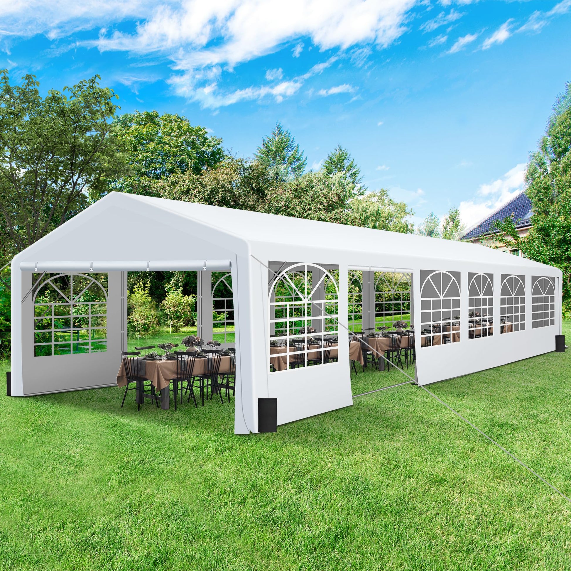 Outdoor Heavy Duty Party Tent Large Canopy Wedding Event Shelter Carport with Removable Sidewalls & 4 Sand Bags for Patio Outdoor Garden Events, White (20x40 FT) - WoodArtSupply