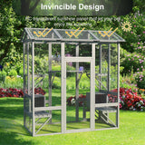 TIMHAKA 72 Inch Cat Catio, Large Catio Outdoor Cat Enclosure with Sunshine Panel Roof and Waterproof Cover, Walk-in Wooden Cat House for Patio with 7 Platforms & 2 Resting Box, Grey Feral Kitten Cage TIMHAKA