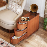 Tribesigns Solid Wood End Table, 3-Drawer Modern Sofa Side Table, Narrow Chair Side Table Slim Nightstand for Living Room, Bedroom, Finished Back, No Assembly Required, Walnut(Set of 2) Tribesigns