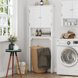 UTEX Bathroom Storage Over The Toilet, Bathroom Cabinet Organizer with Adjustable Shelves and Double Doors, Wood Bathroom Space Saver, White UTEX