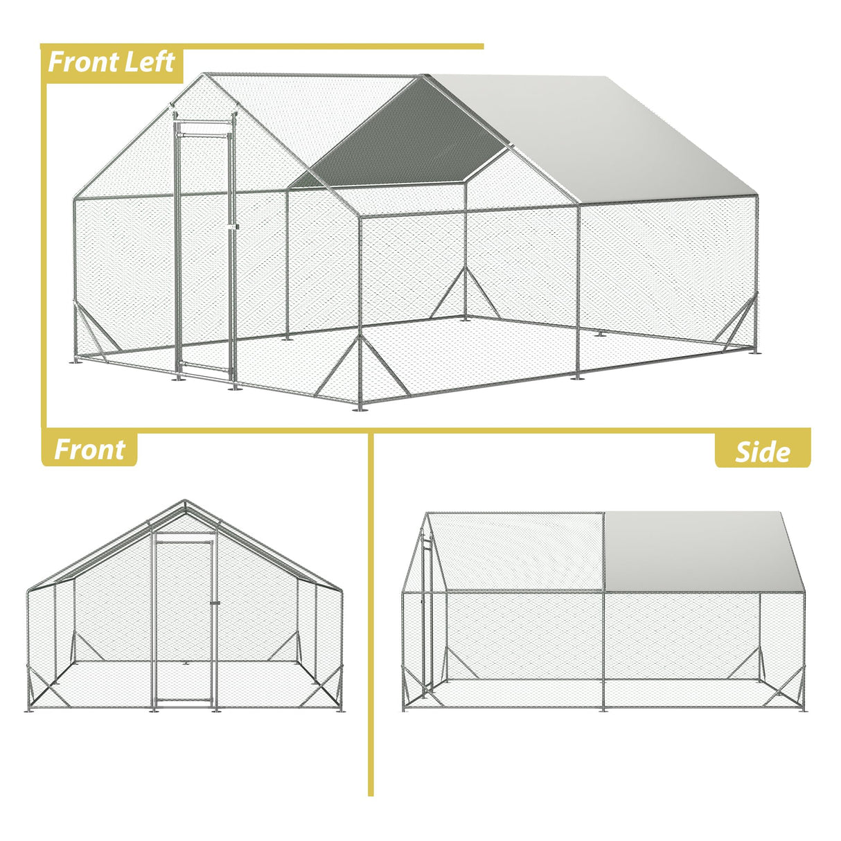 Metal Chicken Coop 13x10x6.56ft Large Walk-in Poultry Cage for 10/15 Chickens Chicken Run Hen Rabbit Duck House with Waterproof Cover for Outdoor Farm Use Hohuqeri