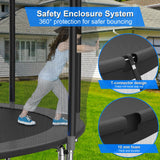 YSSOA 12FT Trampoline for Kids and Adults - Recreational Trampolines with Safety Enclosure, Wind Stakes, 400LBS Weight Capacity, Black Outside Net YSSOA
