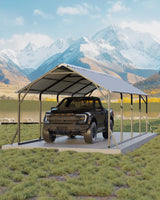 Garveelife 11'x20'x9' Vertical Roof Metal Carport, Heavy Duty Steel Car Ports for All-Weather, for Full-Size Pickup Trucks, Boats, and Tractors GarveeLife