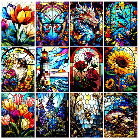 12 Pack Diamond Painting Kits for Adults, 5D Adult Bulk Diamond Art Kits for Beginners, Flowers Diamond Painting Sets Packs DIY Full Drill Paint with Diamond, Home Wall Decor 12 x 16 Inch TYPE1 GREENCRUISE
