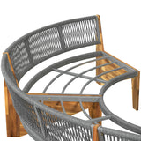 6-Person Outdoor Seating Group with Coffee Table, Half Moon Patio Sectional Sofa Set, All Weather Conversation Sofa Set with Acacia Wood Frame and Thick Cushions for Backyard Poolside (Beige+Acacia) XD Designs