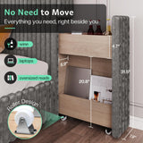 Jocisland King Size Storage Bed Frame with 51.2" Tall Upholstered Headboard, Built-in 6 Drawers & Bookcase, USB Ports & RGB LED Lights, No Box Spring Needed,Grey Jocisland