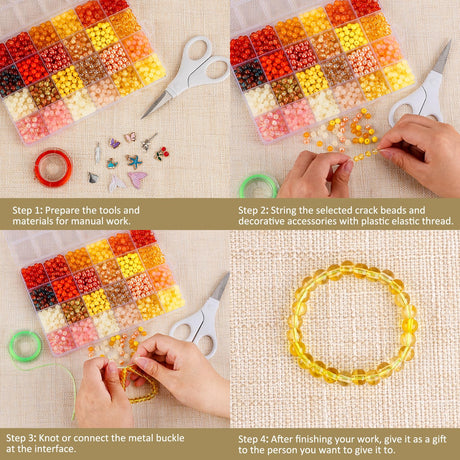 XSEINO About 7200PCS 6mm Glass Beads Bracelet Making Kit,144 Assorted Colors Crystal Glass Beads for Bracelet and Jewelry Making and DIY Crafts,Friendship Gifts,to Give to Friends, Family XSEINO