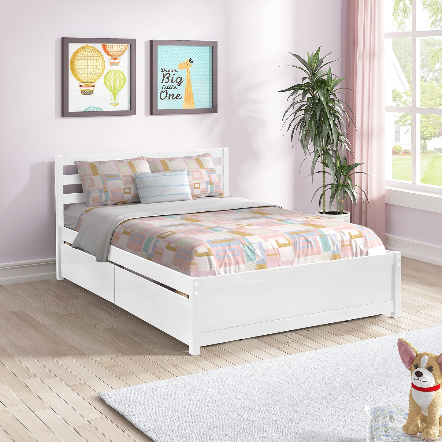 Harper & Bright Designs Modern Full Storage Bed with 4 Drawers in White - WoodArtSupply