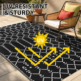 Smiry Outdoor Rug 5x8 ft, Waterproof Reversible Plastic Straw Rugs, Boho Outdoor Area Rug, Outside Floor Mat for Patio, Backyard, Deck, Picnic, Beach, Camping, Black Smiry