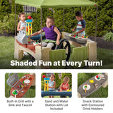 Step2 All Around Playtime Patio with Canopy Playset – Shaded Outdoor Playhouse for Kids with Realistic, Interactive Features, Room for Multiple Toddlers to Play – Dimensions: 60" H x 47.5" W x 47.5" D Step2