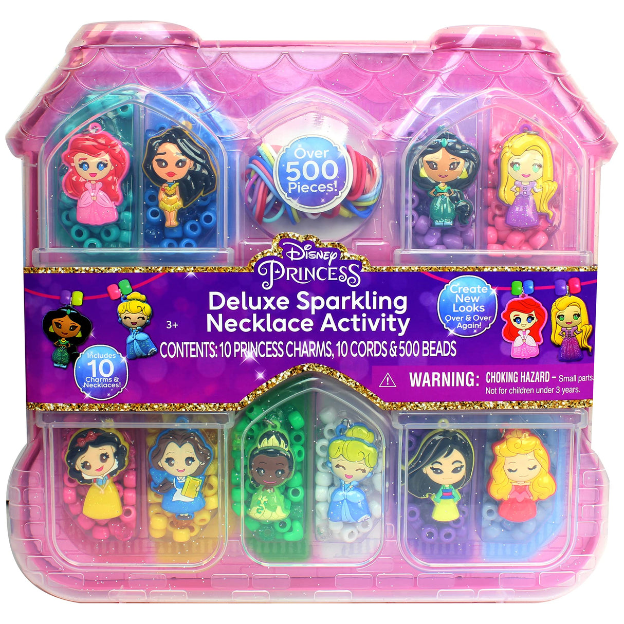 Disney Princess Deluxe Necklace Activity Case – Jewelry Making Kit with Beads, Charms & Strings – Create Custom Princess Necklaces – Craft Gift for Girls Ages 3+ – Portable Storage Case Included Tara Toys