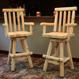 Sunnydaze Rustic Bar Stool, Log Cabin Style Unfinished Wood Construction, 4-Foot, Set of 2 Sunnydaze