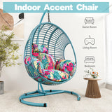 CHINNLUU Oversized Hanging Egg Chair Outdoor Wicker Swing Chair with Stand Rain Cover UV Resistant Cushion 400lbs Capacity for Patio, Garden and Balcony CHINNLUU