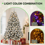 GOOBED Prelit Flocked Christmas Tree 6FT w/Remote, Prelit Snow Flocked Artificial Xmas Tree w/ 1000 Branch Tips & 250 Lights, Foldable Base for Homes Restaurants, Malls, Hotels, and Holiday Decor GOOBED