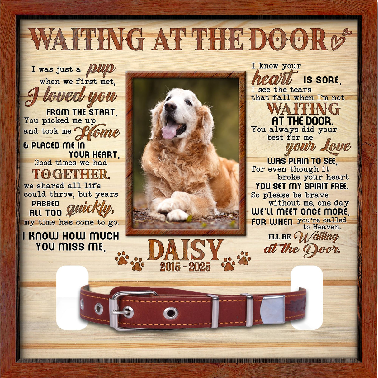 Nestura Custom Dog Collar Frame Memorial – Pet Loss Shadow Box with Photo and Collar Slot – Dogs Remembrance Gift for Passing Away – RIP Dog Tribute Display Nestura