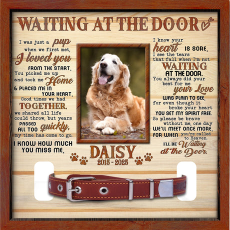 Nestura Custom Dog Collar Frame Memorial – Pet Loss Shadow Box with Photo and Collar Slot – Dogs Remembrance Gift for Passing Away – RIP Dog Tribute Display Nestura