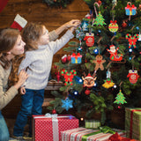 96 Pcs Wooden Christmas Ornaments Unfinished Wood Slices, Wooden Christmas Tree Hanging Ornaments for DIY Art Craft with 12 Styles, DIY Wooden Christmas Ornaments Hanging Decorations Kit BENIMUS