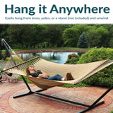 Sunnydaze Soft-Spun Polyester Rope Double Hammock for Outside - 600-Pound Weight Capacity Extra Large Hammock - Tan Sunnydaze