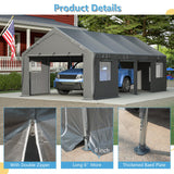 Thanaddo Carport 13'x 25' Heavy Duty Car Port with Roll-up Sidewall and Ventilated Windows with Removable Sidewalls,Portable Outdoor Garage for Car,Truck,Boat,Car Canopy,Gray Carports Thanaddo