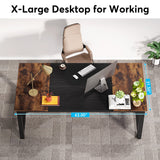 LITTLE TREE 63 Inch Large Executive Computer Office Desk, Brown+Black LITTLE TREE