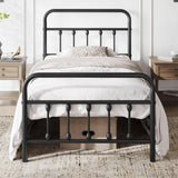 Yaheetech Classic Metal Platform Bed Frame Mattress Foundation with Victorian Style Iron-Art Headboard/Footboard/Under Bed Storage/No Box Spring Needed/Twin Size Black Yaheetech