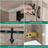 YITAHOME 59" Farmhouse Buffet Cabinet with Storage, Large Sideboard Cabinet w/Sliding Barn Doors and 4 Drawers for Living Room, Wash Grey YITAHOME